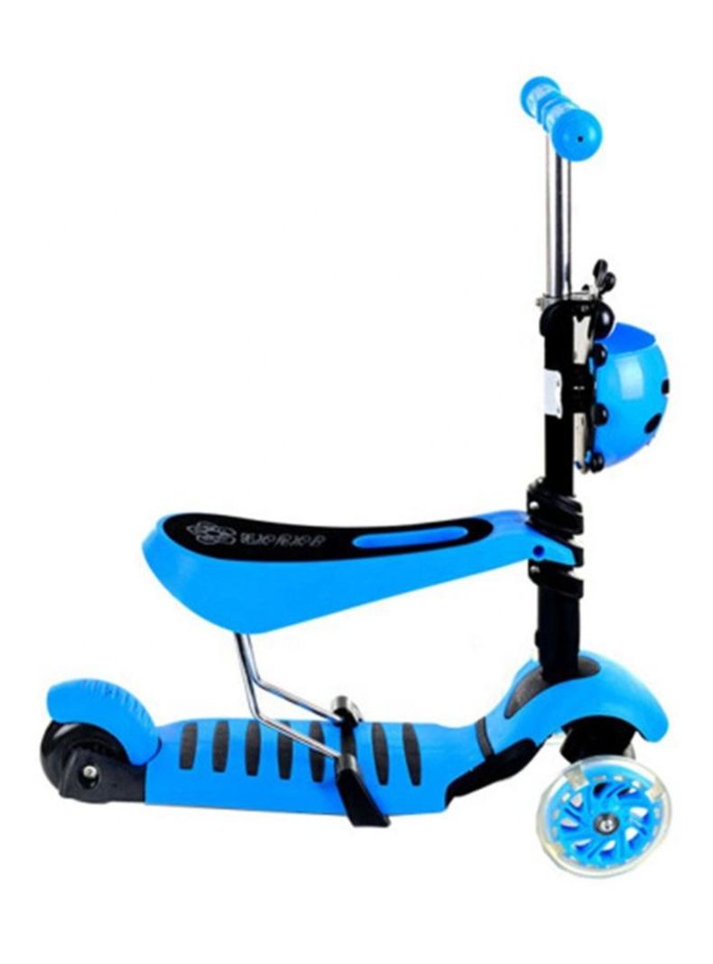 Scooter Monopatín 3 En 1 Ajustable Luces Con Asiento Azul-2