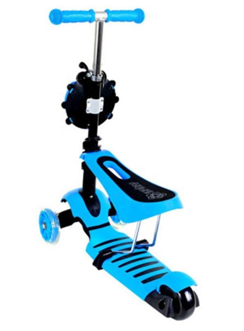 Scooter Monopatín 3 En 1 Ajustable Luces Con Asiento Azul-3