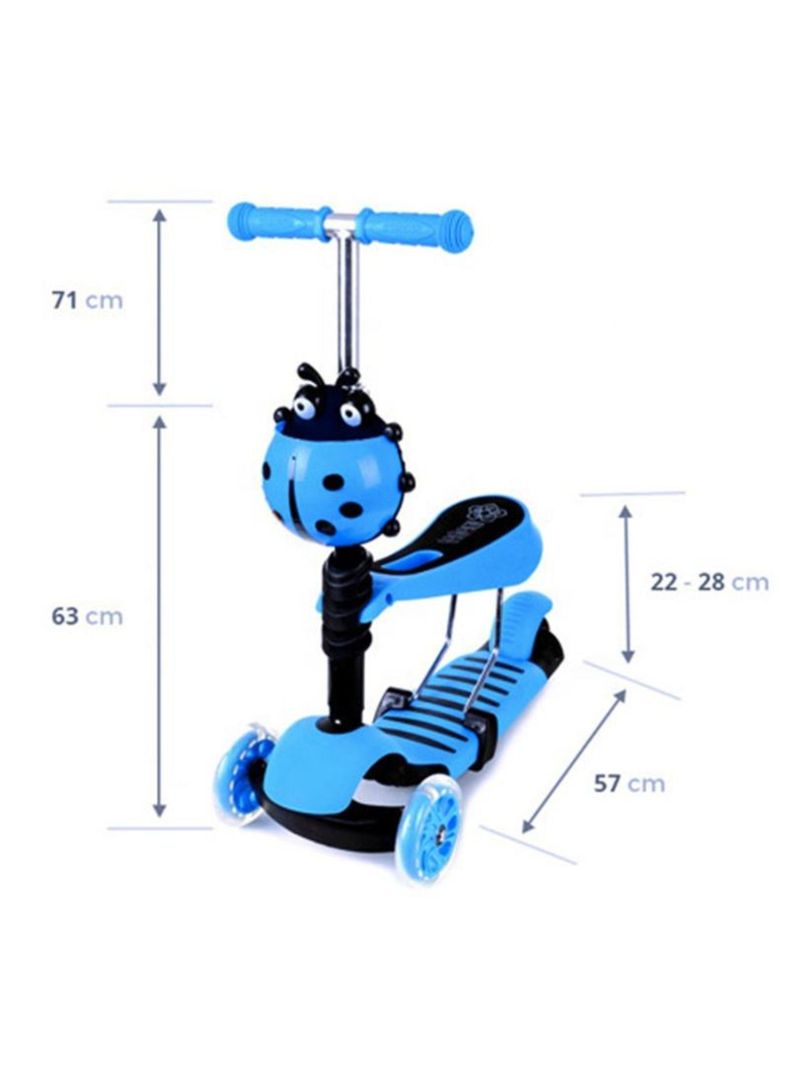 Scooter Monopatín 3 En 1 Ajustable Luces Con Asiento Azul-4
