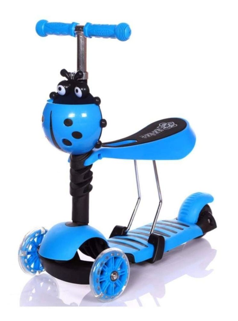 Scooter Monopatín 3 En 1 Ajustable Luces Con Asiento Azul-6