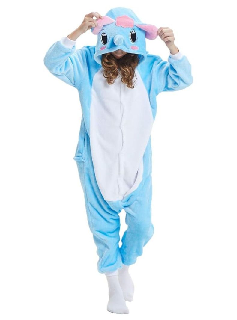 Pijama Disfraz Animal Kigurumi Infantil Unisex Elefante Celeste-0