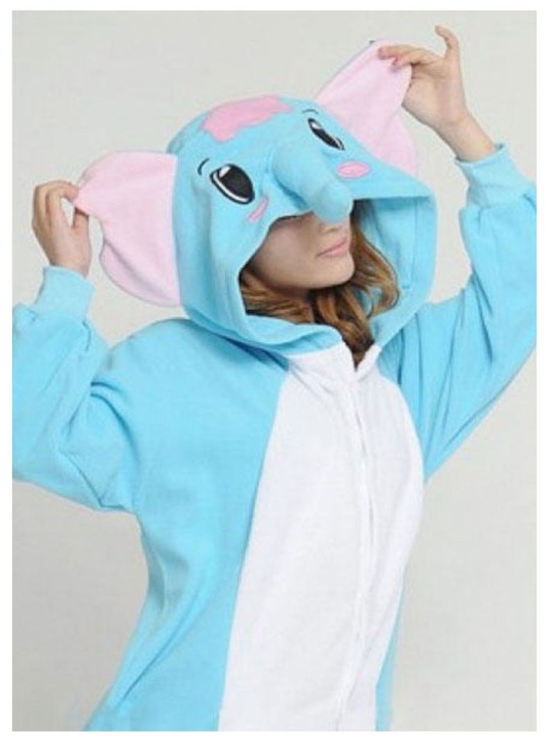 Pijama Disfraz Animal Kigurumi Infantil Unisex Elefante Celeste-4
