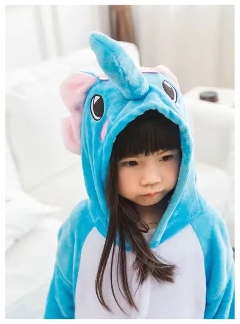 Pijama Disfraz Animal Kigurumi Infantil Unisex Elefante Celeste-5