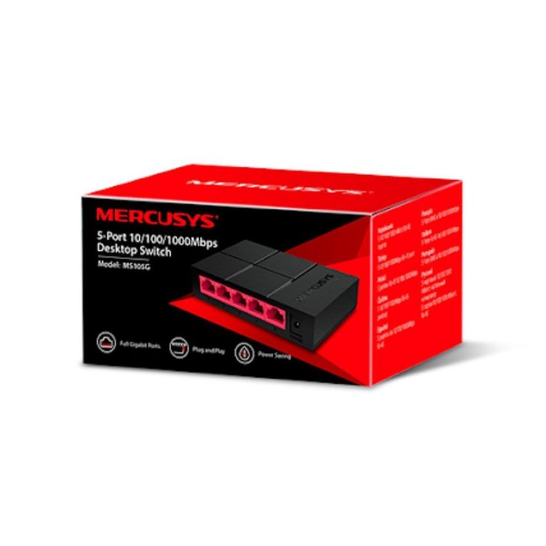 Switch de Red 5 Puertos 10/10/100 Mbps Gigabit-0