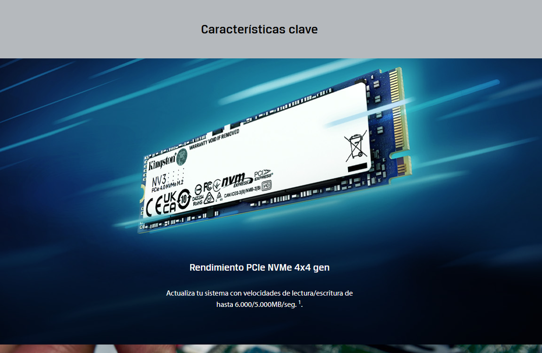  Kingston Ssd 1 TB Nv3 M.2 Nvme 2280 Pcie 4.0 X4 -2