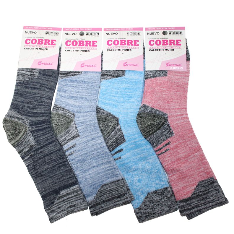 x6 Calcetines Para Mujer De Algodón Con Fibra De Cobre-0
