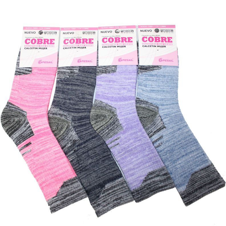 x6 Calcetines Para Mujer De Algodón Con Fibra De Cobre-1