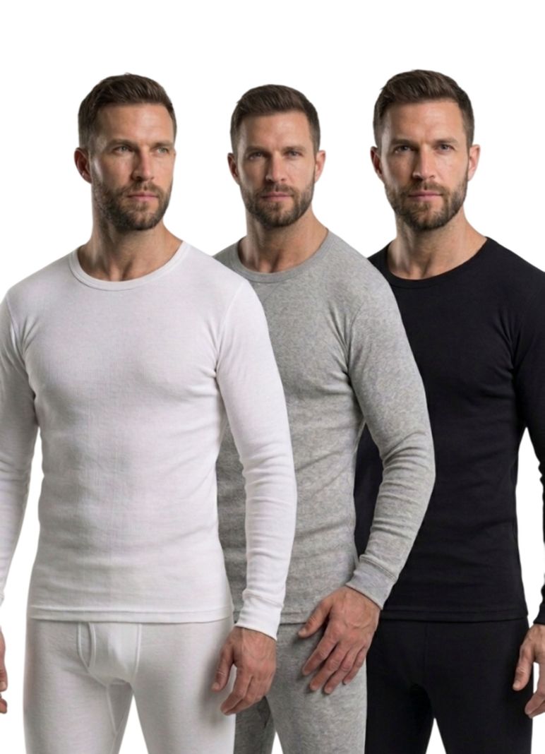 X3 POLERAS DE ALGODON - PRIMERA CAPA CUELLO REDONDO HOMBRE