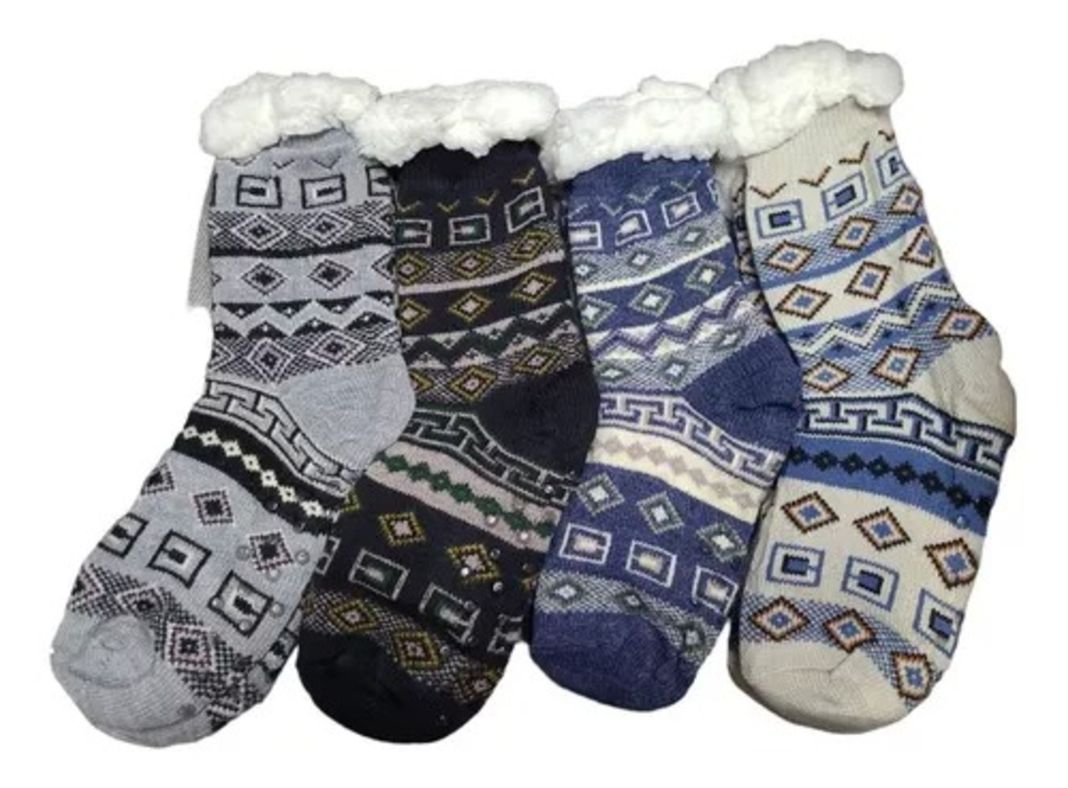 Calcetín Para Hombre Con Chiporro Tipo Pantuflas Con Antideslizantes - TRIPACK-0