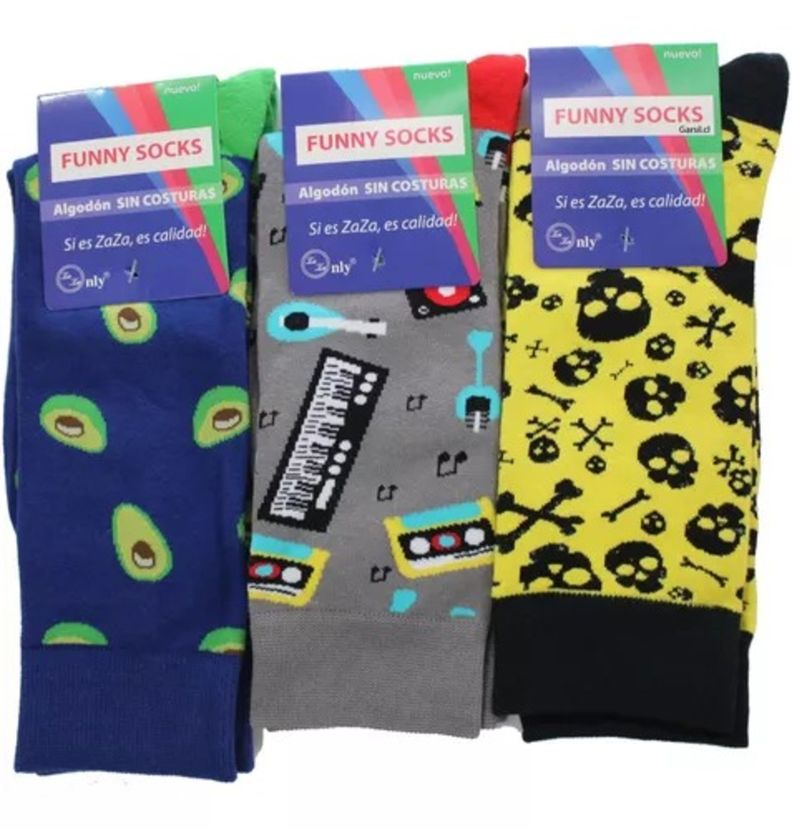 Calcetas Calcetines Con Diseños Surtidos Unisex - Algodón - Docena-0