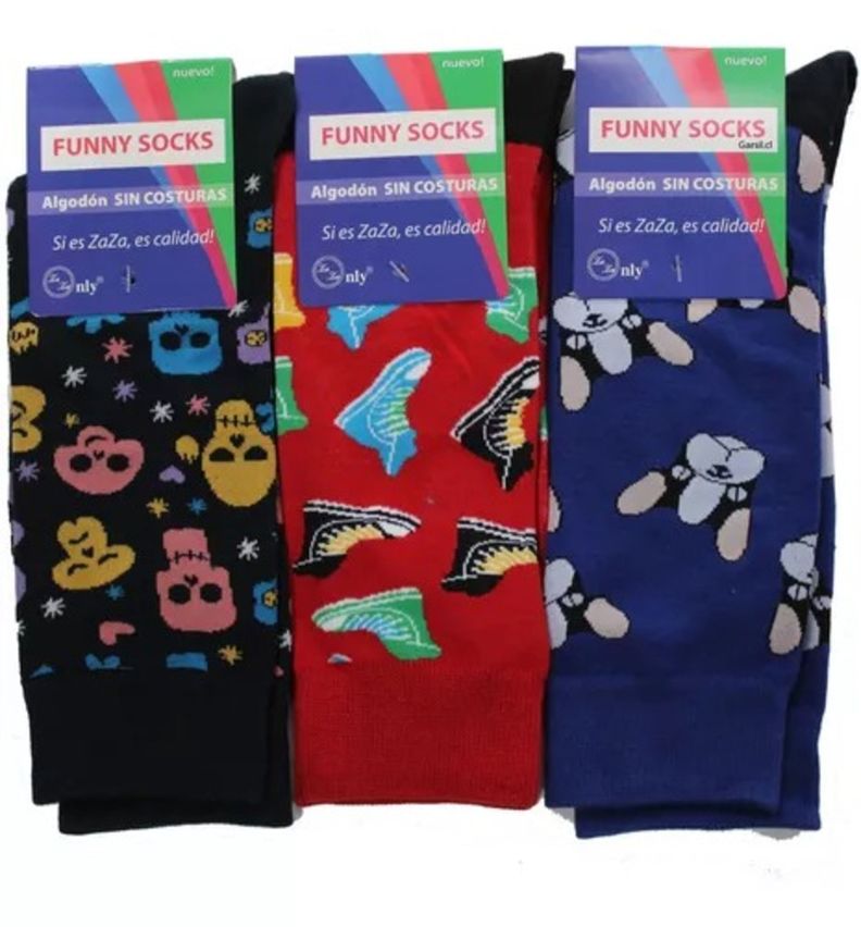 Calcetas Calcetines Con Diseños Surtidos Unisex - Algodón - Docena-2