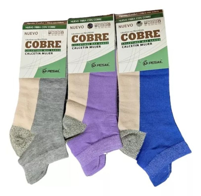 Calcetines Calcetas Cobre Para Mujer Deportiva Tobillera - Docena-0