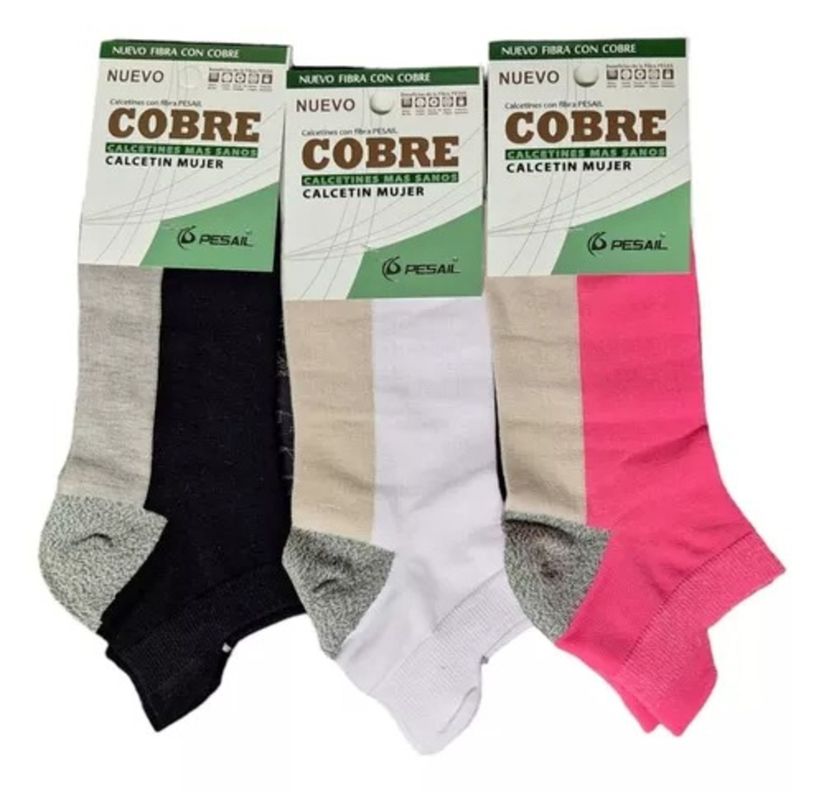Calcetines Calcetas Cobre Para Mujer Deportiva Tobillera - Docena-1
