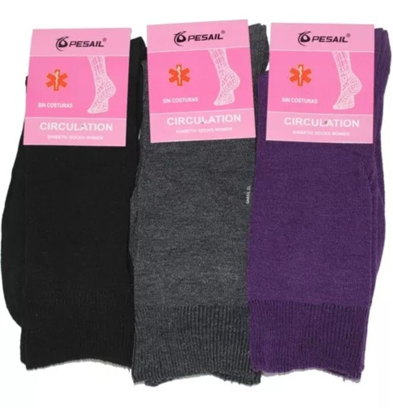 Calcetines Mujer Diabético Algodón - Sin Costuras - Docena-1