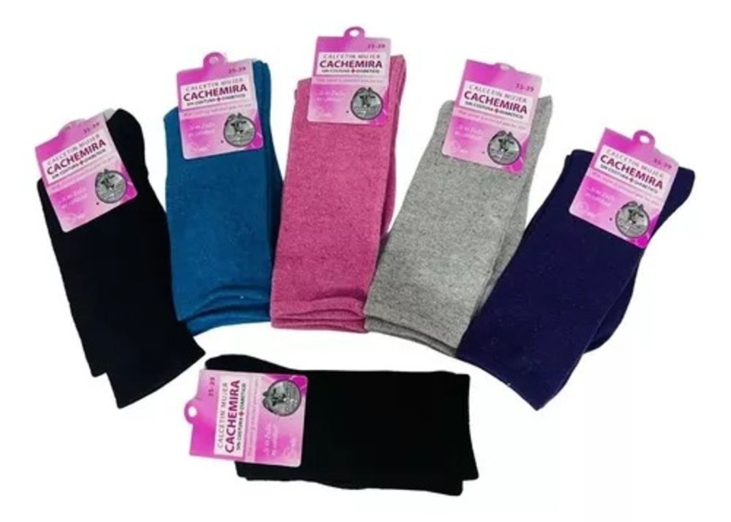 Calcetines Para Mujer De Fibra Cachemira - Diabético - Sin Costuras - Sixpack-1