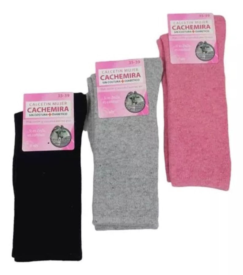 Calcetines Para Mujer De Fibra Cachemira - Diabético - Sin Costuras - Sixpack-3