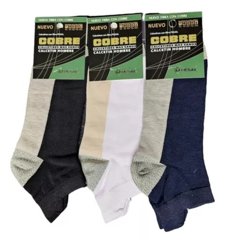 Calcetines Calcetas De Cobre Para Hombre Deportiva Tobillera - Docena-0