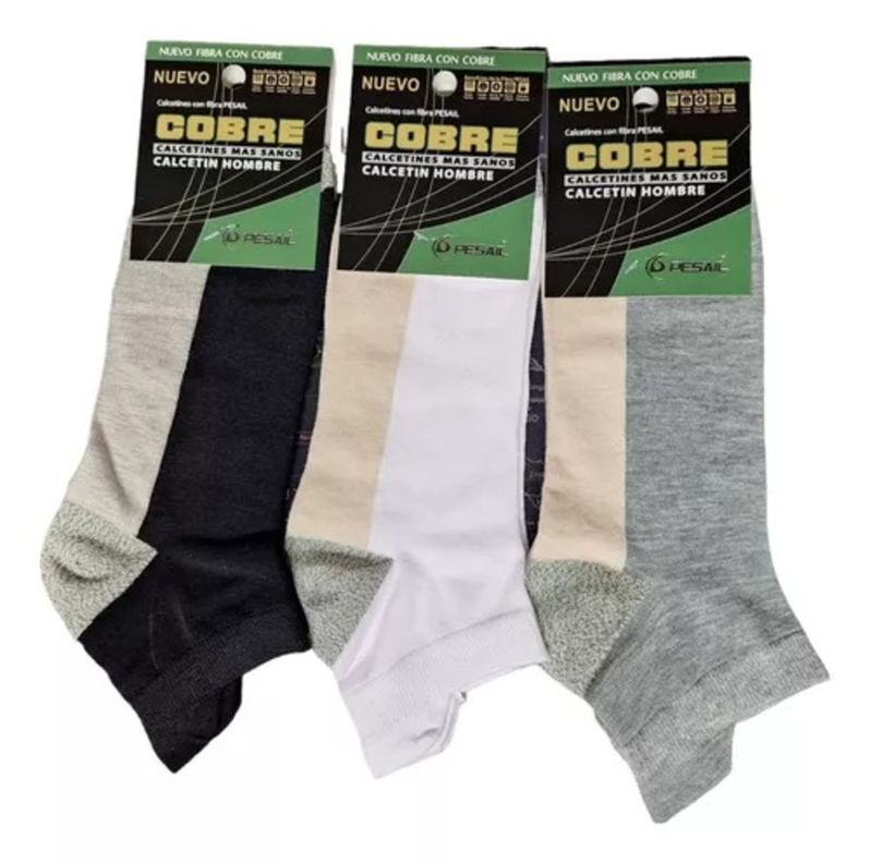 Calcetines Calcetas De Cobre Para Hombre Deportiva Tobillera - Docena-1