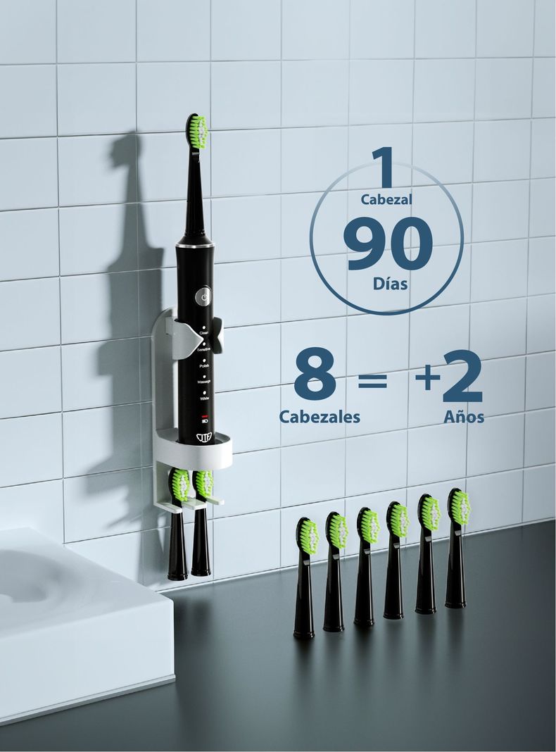 Cepillo Electrico Dental JTF 8 Cabezales color Negro-5
