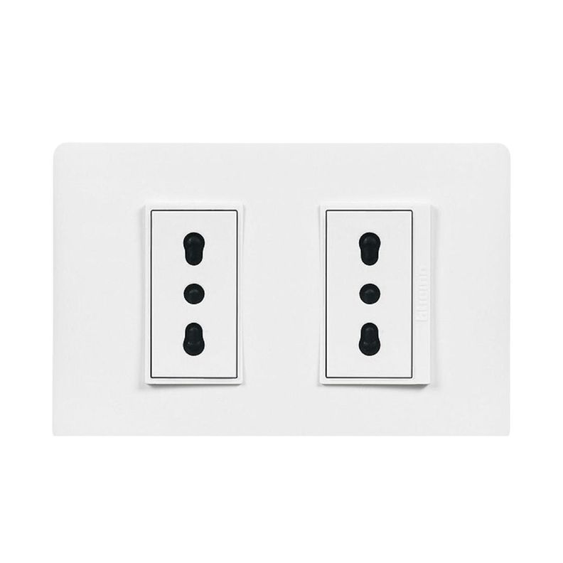 Enchufe Tomacorriente Doble 2P+T 10/16A PU1280 Luzica Bticino Blanco 11.5