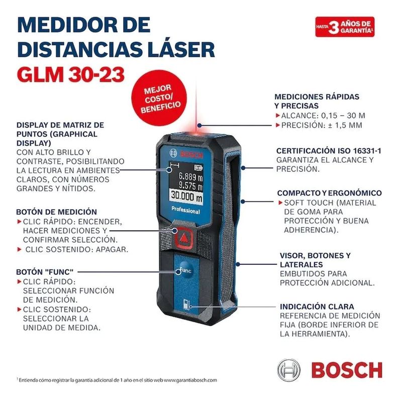 Medidor Laser de Distancia GLM 30-23 Bosch-2