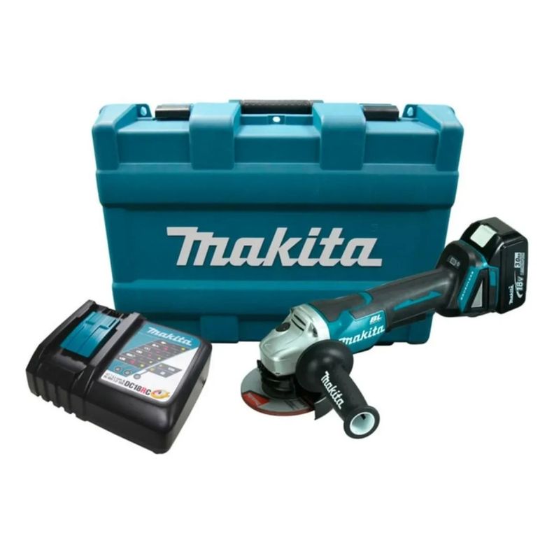 Esmeril Angular Inalambrico 4 1/2 DGA455RF Makita carg+bat Turquesa 48