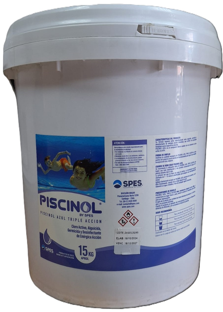Cloro Azul Triple Acción Alguicida Germicida Piscinol Balde 15KG-0