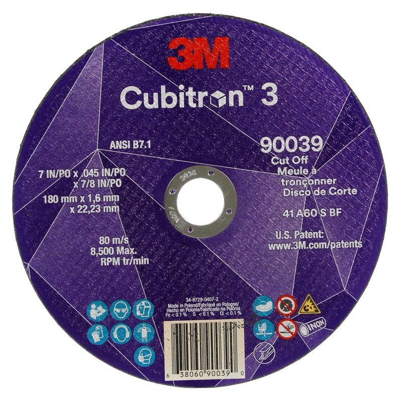Disco De Corte 7" (180mm) Cubitron 3 90039 G60+ 3M Morado 18