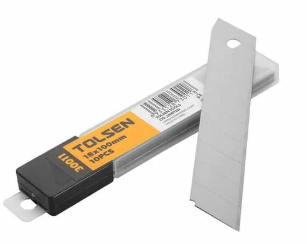 Repuesto 10 unidades cuchillo cartonero 18X100mm 30011 TOLSEN Gris