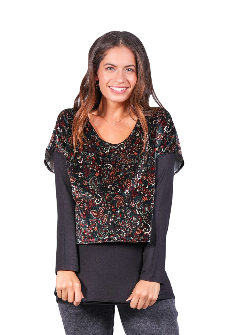 Polera Maternal Lactancia Josefa Negro Maternal-0