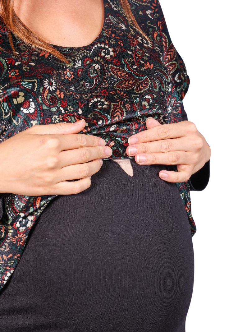 Polera Maternal Lactancia Josefa Negro Maternal-1