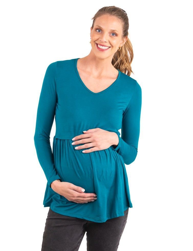 Polera Maternal Lactancia Aurelia Petroleo Madremia-0