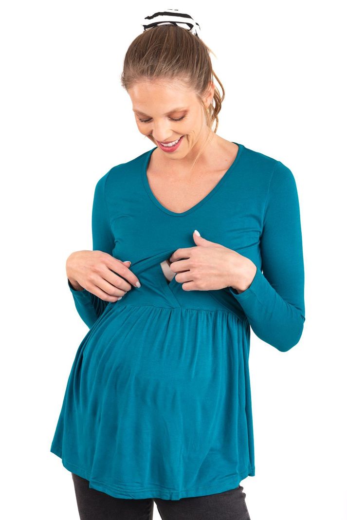 Polera Maternal Lactancia Aurelia Petroleo Madremia-1