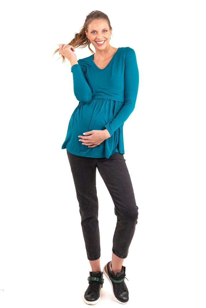 Polera Maternal Lactancia Aurelia Petroleo Madremia-2