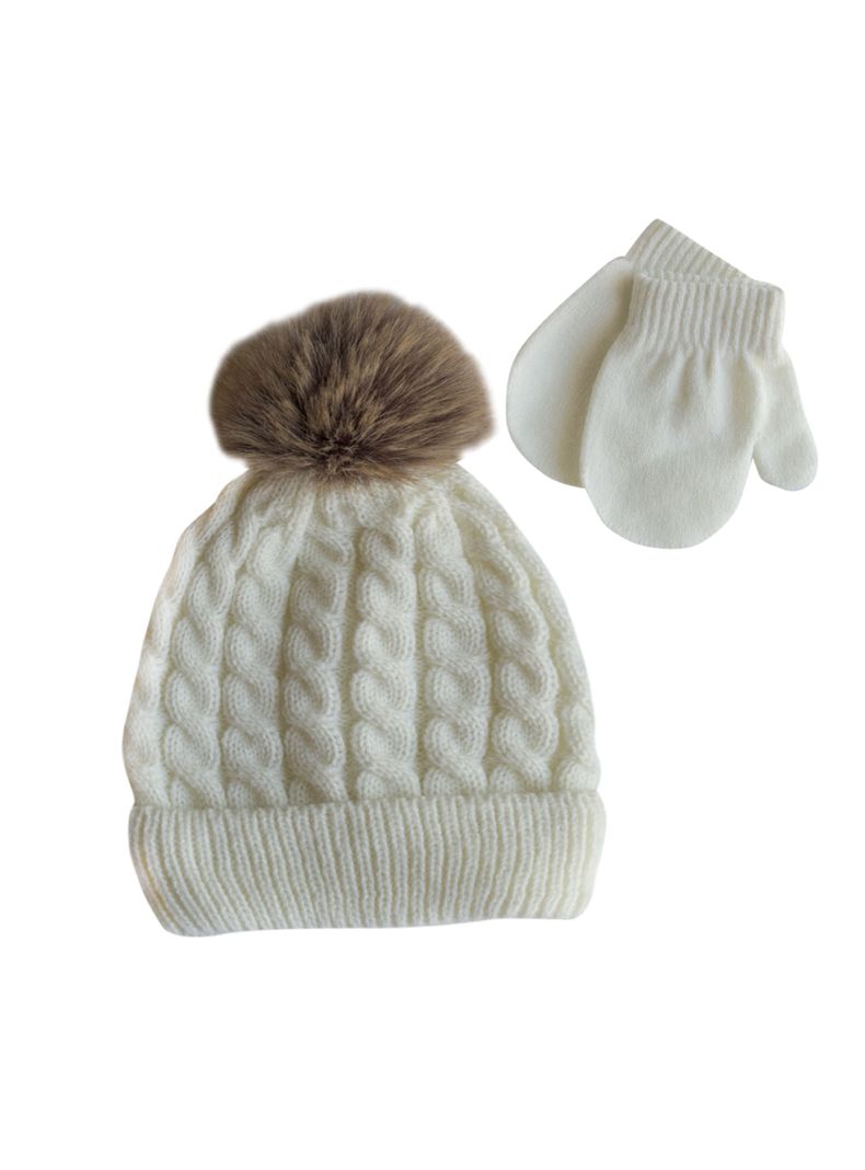 Set de gorro y mitones Blanco Pumucki-0