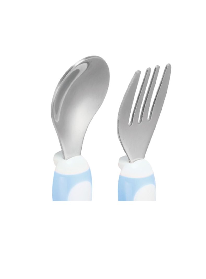 Set Cubiertos de Metal color Celeste Para Bebé Pumucki-1