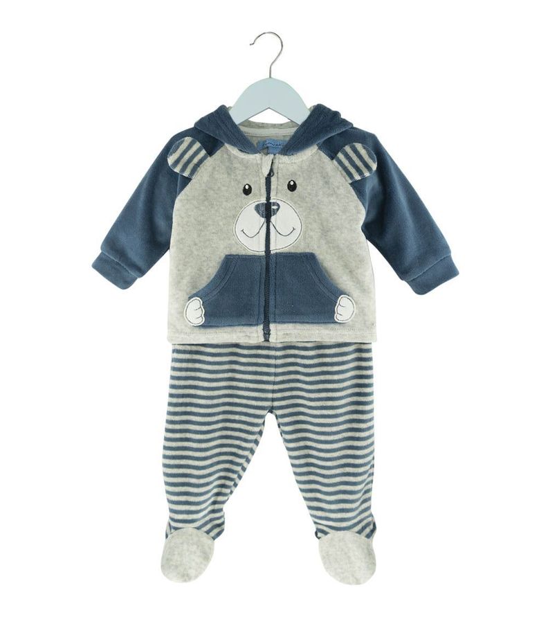 Buzo de Plush Gris Con Rayas -0