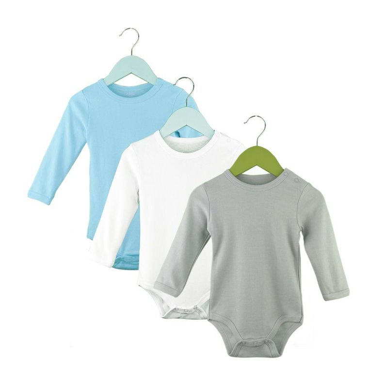 Set de 3  Bodys Lisos de Algodón para Bebé Niño Pumucki-0