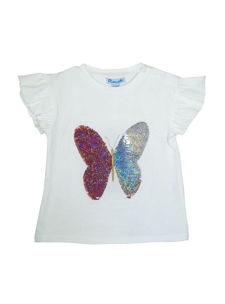 Polera Mariposa Lentejuelas Brillante Blanco Pumucki-1