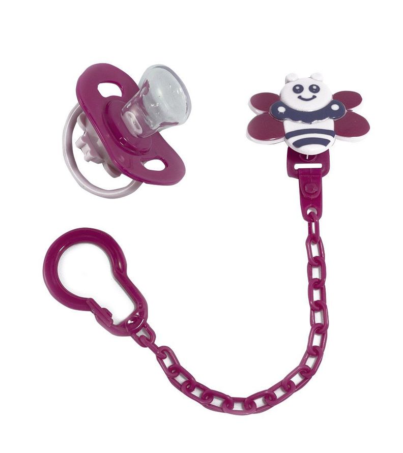 Chupete con Cadena Fucsia Pumucki-0