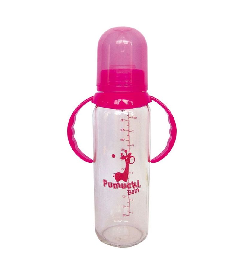 Mamadera Vidrio 250 ml Fucsia Pumucki-1