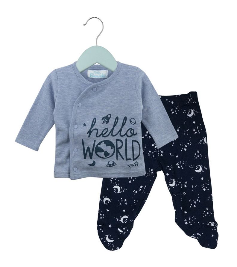 Conjunto de Algodón Celeste para Bebé Pumucki-0