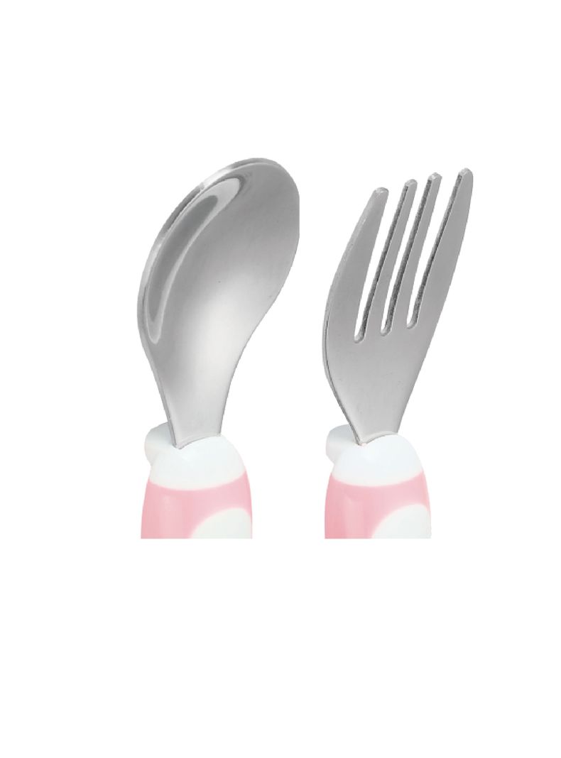 Set Cubiertos de Metal color Rosado Para Bebé Pumucki-1