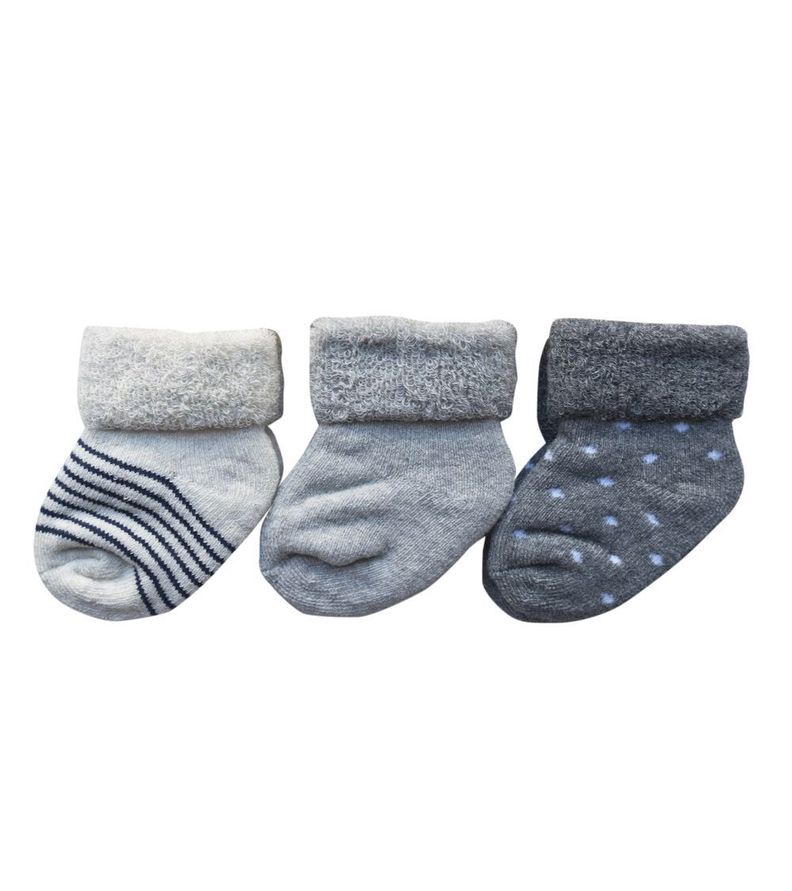 Set de tres Pares de Calcetines de Toalla Bebé Gris Pumucki-1
