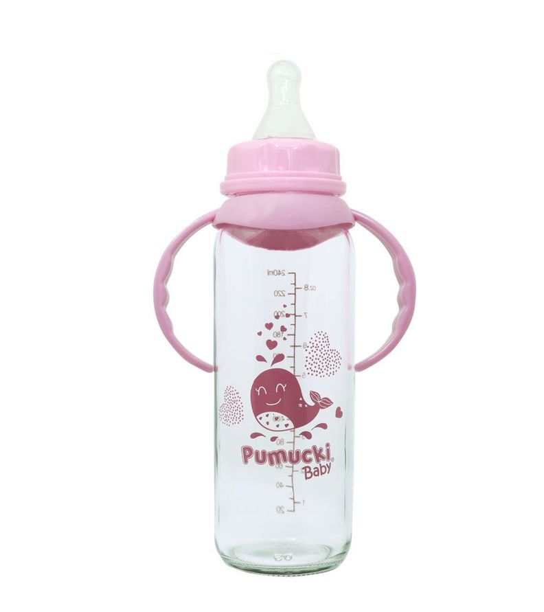 Mamadera de Vidrio 250 ml Rosada Pumucki-0