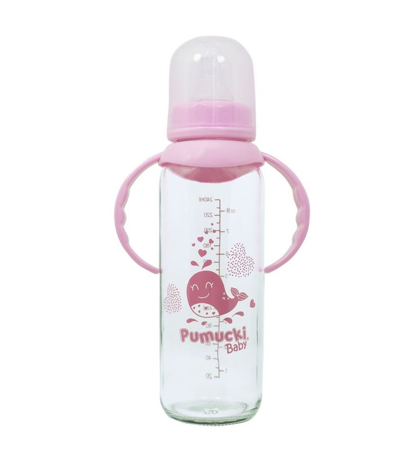 Mamadera de Vidrio 250 ml Rosada Pumucki-1