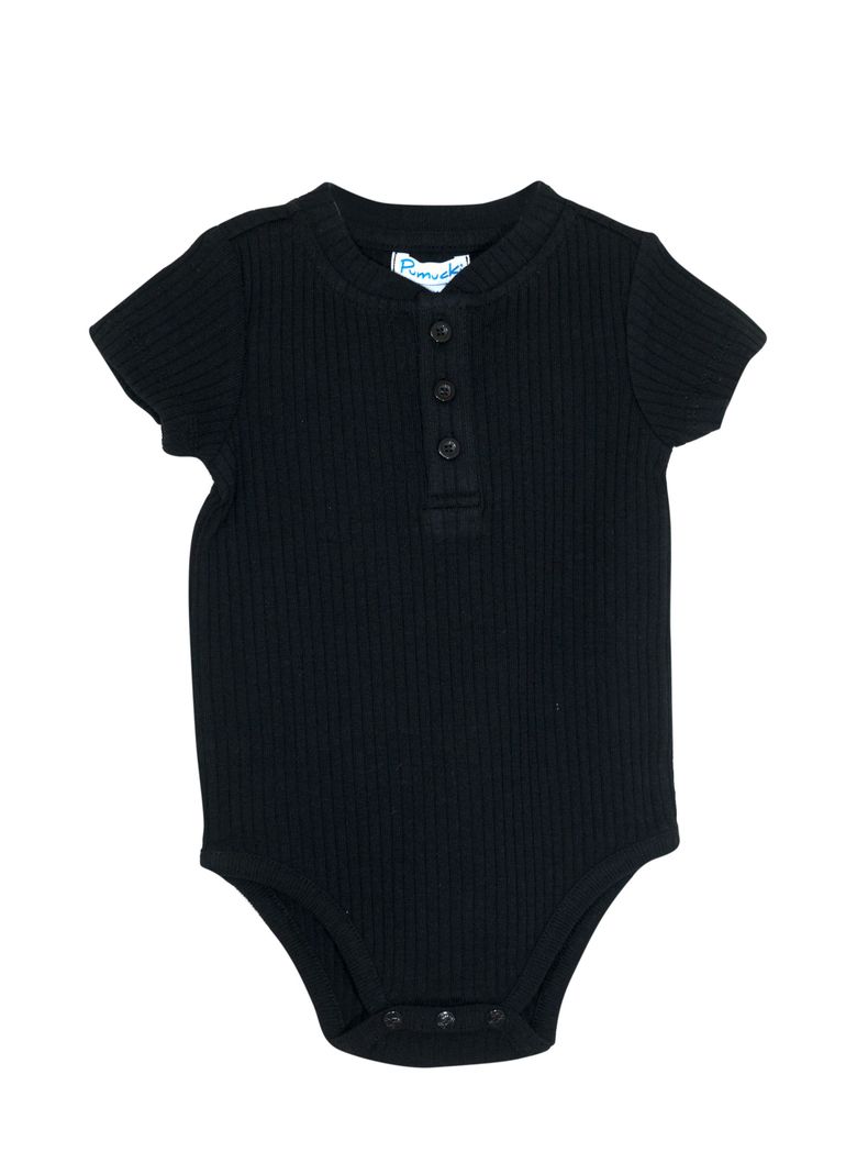 Body de algodón Acanalado Baby Negro Pumucki-0