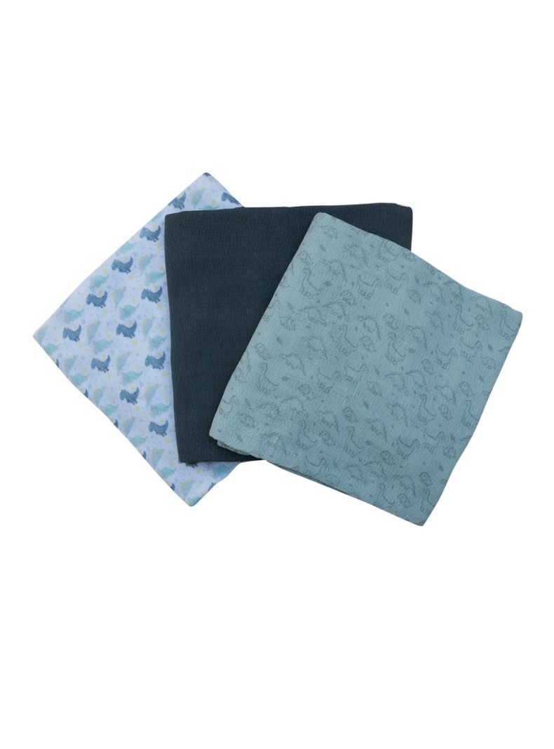 Set de 3 Pañales de Algodón Azul-1