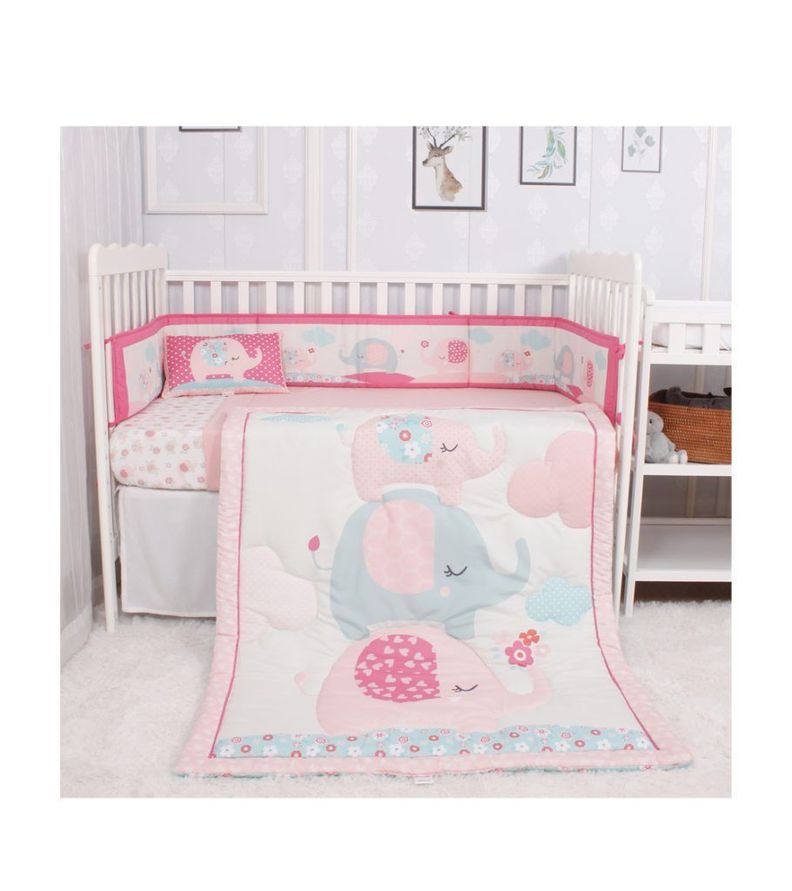 Ajuar de Cuna 5 Pzs Rosado Elefante Pumucki-1