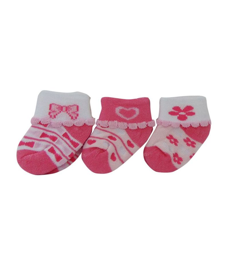 Set de 3 Calcetines par Niña Blanco Fucsia Pumucki-1